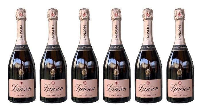 Champagne Lanson, Le Rosé Création - Champagne - 6 Flessen, Verzamelen, Wijnen