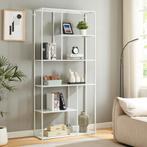 Boekenkast Vehmaa schap staal 188x90x30 cm wit [en.casa], Huis en Inrichting, Kasten | Boekenkasten, Verzenden, Nieuw