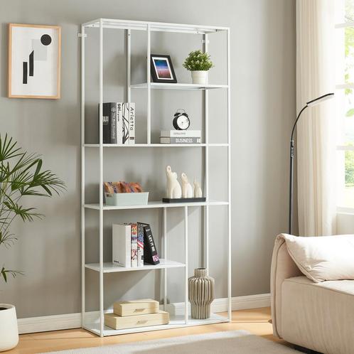 Boekenkast Vehmaa schap staal 188x90x30 cm wit [en.casa], Huis en Inrichting, Kasten | Boekenkasten, Nieuw, Verzenden