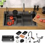 Spoelbak - Wasbak - Keuken - RVS - 80x46 cm - Antraciet - ML, Verzenden, Nieuw