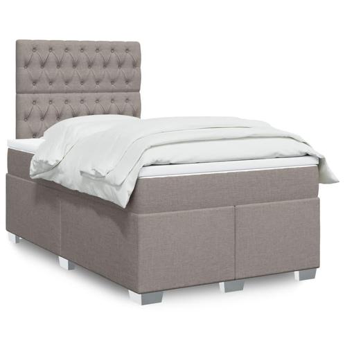 vidaXL Boxspring met matras stof taupe 120x190 cm, Huis en Inrichting, Slaapkamer | Bedden, 120 cm, 190 cm of minder, Twijfelaar