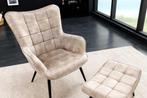 Moderne fauteuil SCANDINAVIA champagne fluweel zwart metalen, Ophalen of Verzenden, Nieuw