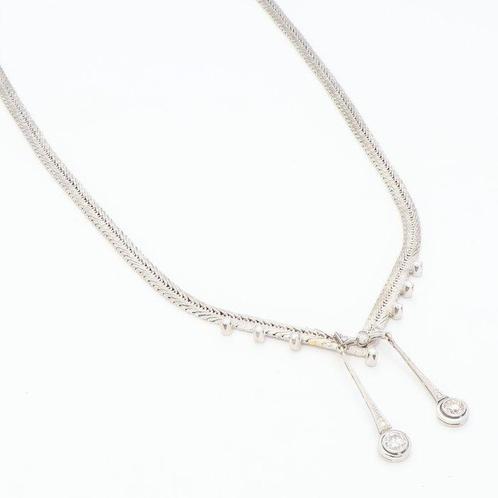 Halsketting - 18 karaat Witgoud - 0.79ct. tw. Diamant, Sieraden, Tassen en Uiterlijk, Kettingen