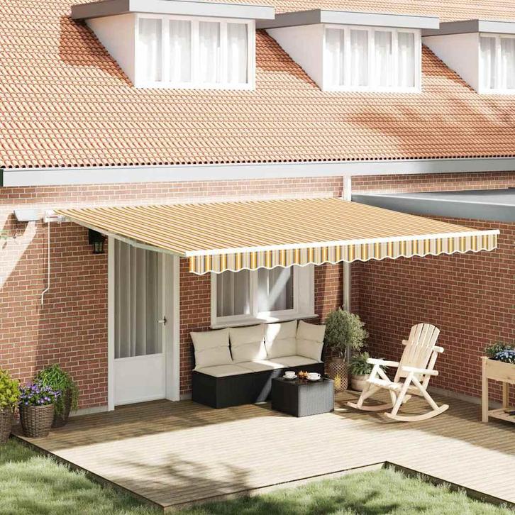 vidaXL Inklapbaar Zonnescherm met Multikleur 450 ×300 cm, Tuin en Terras, Zonneschermen, Nieuw, Verzenden