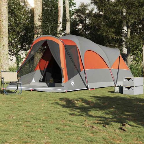 vidaXL Tunneltent 8-persoons waterdicht grijs en oranje, Caravans en Kamperen, Tenten, Nieuw, tot en met 2, Verzenden