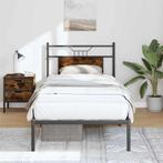 vidaXL Bedframe zonder matras hout gerookt eikenkleurig, Huis en Inrichting, Slaapkamer | Bedden, 90 cm, Eenpersoons, Bruin, Verzenden