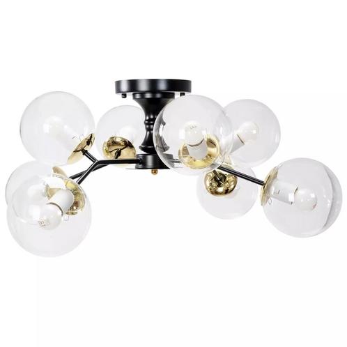 Toolight APP1135-8C Plafondlamp met Glazen Bollen - Zwart..., Huis en Inrichting, Lampen | Plafondlampen, Nieuw, Ophalen of Verzenden