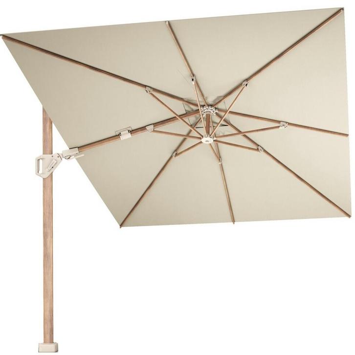 Challenger T2 premium parasol 350x260 cm teak champagne, Tuin en Terras, Parasols, Nieuw, Ophalen of Verzenden