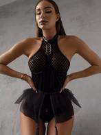 Sexy Lingerie Body - Lak & Tule - BDSM - Gratis Body!, Kleding | Dames, Verzenden, Zwart, Body of Korset