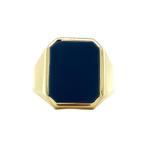 Gouden zegelring met blauwe laagsteen 14 krt, Ophalen of Verzenden, Nieuw