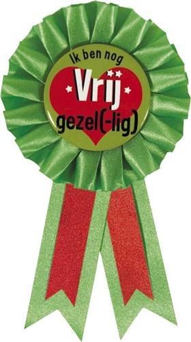 Rozet groen Ik ben nog vrij gezel-lig, Hobby en Vrije tijd, Feestartikelen, Nieuw, Verzenden