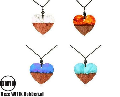 Wooden Love Wit, Sieraden, Tassen en Uiterlijk, Kettinghangers, Verzenden