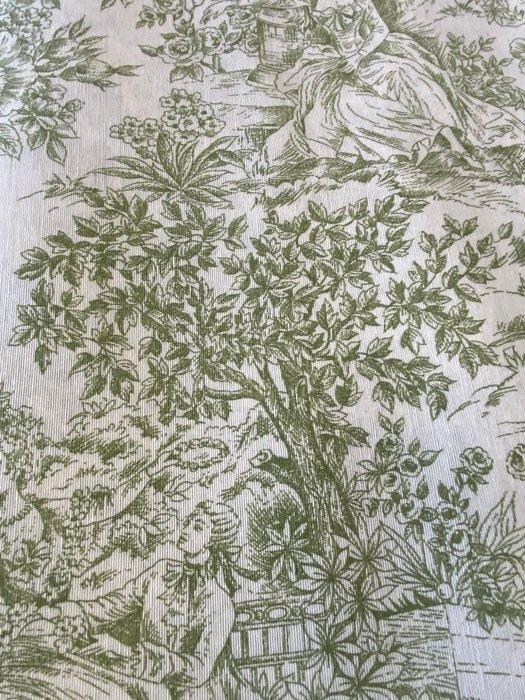 Prestigieus en exclusief toile de Jouy-weefsel in groen op, Antiek en Kunst, Antiek | Kleden en Textiel