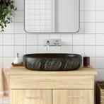 vidaXL Opzetwasbak ovaal 59x40x14 cm keramiek zwart, Verzenden, Nieuw