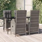 vidaXL 5-delige Tuinset met kussens poly rattan zwart en, Tuin en Terras, Verzenden, Nieuw, Rotan, Tuinset