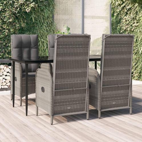 vidaXL 5-delige Tuinset met kussens poly rattan zwart en, Tuin en Terras, Tuinsets en Loungesets, Tuinset, Nieuw, Rotan, Verzenden