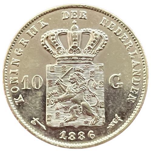 Gouden Tien gulden 1886 Willem III Schaars, Postzegels en Munten, Munten | Nederland, Losse munt, Koning Willem III, Goud, Verzenden