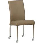 Leren eetkamerstoel Comfort met wieltjes - Toledo Mocca, Huis en Inrichting, Stoelen, Bruin, Nieuw, Leer, Ophalen of Verzenden