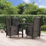 vidaXL 5-delige Tuinset met kussens poly rattan zwart, Tuin en Terras, Tuinsets en Loungesets, Verzenden, Nieuw, Rotan, Tuinset