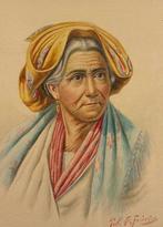 Italiaanse school (XX) - Anziana Con Turbante, Antiek en Kunst, Kunst | Schilderijen | Klassiek