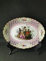 Meissen - Piatto ovale traforato rococò dipinto a mano - L., Antiek en Kunst