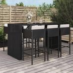 vidaXL 7-delige Tuinbarset met kussens poly rattan zwart, Verzenden, Nieuw, Rotan, 7 zitplaatsen