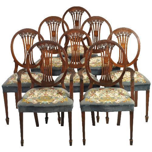 Stel van 8 Hepplewhite eetkamerstoelen ca 1890 Prijs incl h, Antiek en Kunst, Antiek | Meubels | Stoelen en Banken, Ophalen of Verzenden