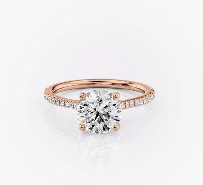 Verlovingsring - 14 karaat Roségoud - 1.21ct. tw. Diamant, Sieraden, Tassen en Uiterlijk, Antieke sieraden