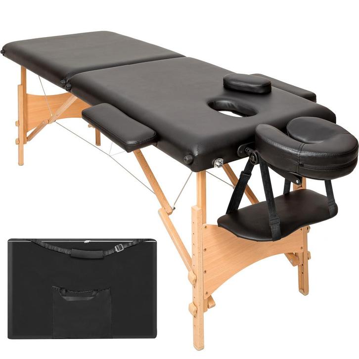 2 zone massagetafel met 5cm matras en houten frame - zwart, Sport en Fitness, Massageproducten, Verzenden