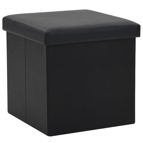 vidaXL Opbergkruk inklapbaar kunstleer zwart, Huis en Inrichting, Stoelen, Zwart, Nieuw, Verzenden