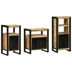 vidaXL Badkamermeubelset met plank 3 pcs Bruin Massief Mango, Verzenden, Nieuw