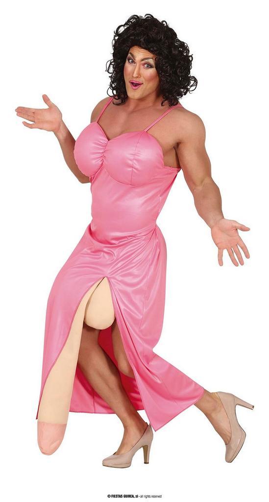 Big Drag Queen Man Kostuum Pink, Kleding | Heren, Carnavalskleding en Feestkleding, Nieuw, Ophalen of Verzenden