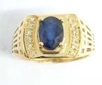 Ring - 18 karaat Geel goud - 3.12ct. tw. Saffier - Diamant, Nieuw