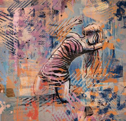 Kleurig kunstwerk, Antiek en Kunst, Kunst | Schilderijen | Modern, Verzenden