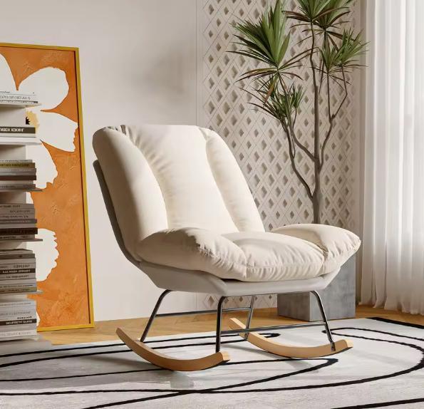 Schommelstoel Linnen – 5 Standen Verstelbaar Relaxmodel, Huis en Inrichting, Bureaustoelen, Nieuw, Verzenden