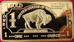 1 Troy Oz 100 Mills 24K .999 goud USA Bullion Buffalo baar!!, Koper, Verzenden