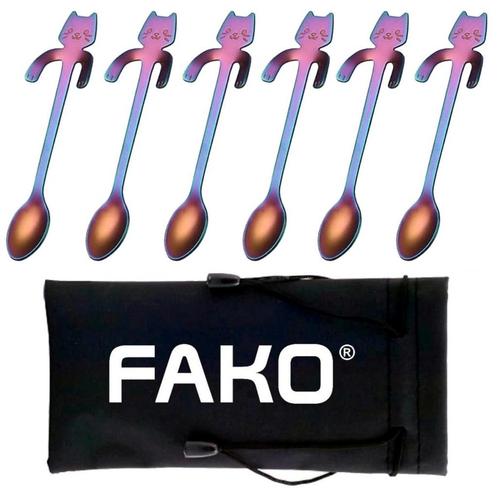 Fako Bijoux® - 6x Theelepel / Koffielepel Hangende Kat -, Huis en Inrichting, Keuken | Bestek, Verzenden