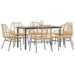 vidaXL 7-delige Tuinset poly rattan glas bruin, Tuin en Terras, Tuinsets en Loungesets, 6 zitplaatsen, Nieuw, Tuinset, Verzenden