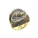 18 Krt. Gouden cocktail ring met citrien en diamanten 1,2..., Gebruikt, Overige kleuren, Ophalen of Verzenden, 17 tot 18