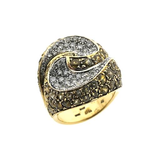 18 Krt. Gouden cocktail ring met citrien en diamanten 1,2..., Sieraden, Tassen en Uiterlijk, Ringen, Dame, Met edelsteen, Overige kleuren