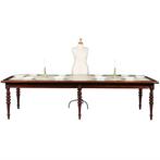Praktische chique lange noten eetkamertafel of werktafel met, Antiek en Kunst, Antiek | Meubels | Tafels, Ophalen of Verzenden