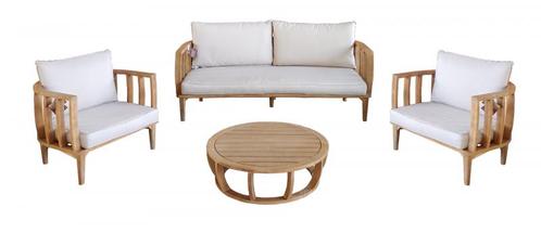 Stoel-Bank Loungeset - Mataro - Acacia - Wit - The Outsider, Tuin en Terras, Tuinbanken, Verzenden