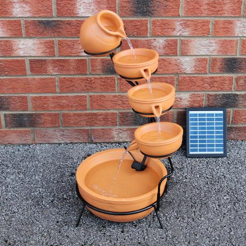 Tuinfontein - Zonne-energie - Oranje/Bruin - 4 etages - 2.8, Tuin en Terras, Waterpartijen en Fonteinen, Verzenden