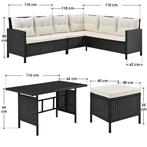 2dekans | Loungeset Manacor - Polyrotan - Zwart/wit, Ophalen of Verzenden, Zo goed als nieuw