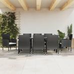 vidaXL 9-delige Tuinset poly rattan en staal zwart, Tuin en Terras, Nieuw, 8 zitplaatsen, Tuinset, Verzenden