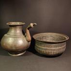 Afghaanse kan en kom - Koper - Afghanistan - Begin 20e eeuw