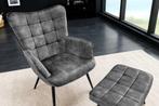 Moderne fauteuil SCANDINAVIA grijs fluweel zwart metalen, Huis en Inrichting, Fauteuils, Ophalen of Verzenden, Nieuw