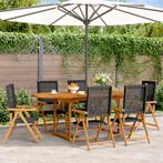 vidaXL 7-delige Tuinset poly rattan en massief hout zwart, Tuin en Terras, Tuinsets en Loungesets, Verzenden, Nieuw, Hardhout