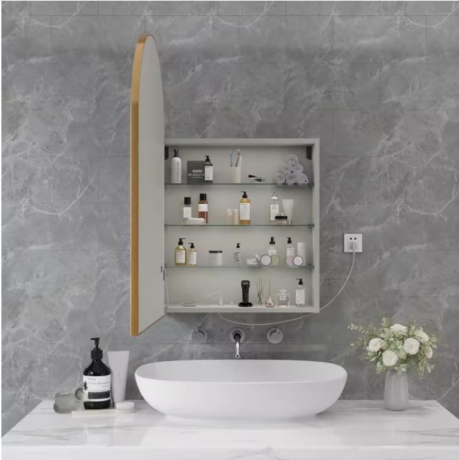 Houten LED Badkamerspiegelkast – Moderne Anticondens Kast, Huis en Inrichting, Badkamer | Badkamermeubels, Nieuw, Verzenden