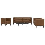 vidaXL 3-delige Loungeset Chesterfield met bolsters, Verzenden, Nieuw, Vierpersoons of meer, Leer